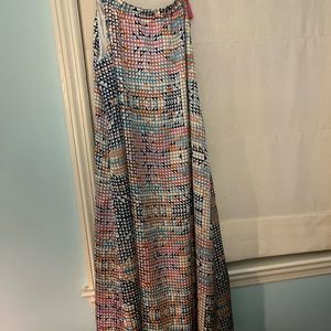 Geometric pattern maxi dress , multi colored , blue, orange pink.